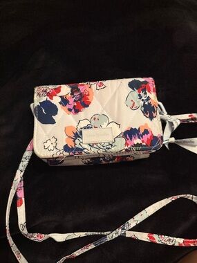Vera Bradley White Floral Quilted Crossbody with Multicolor Blooms